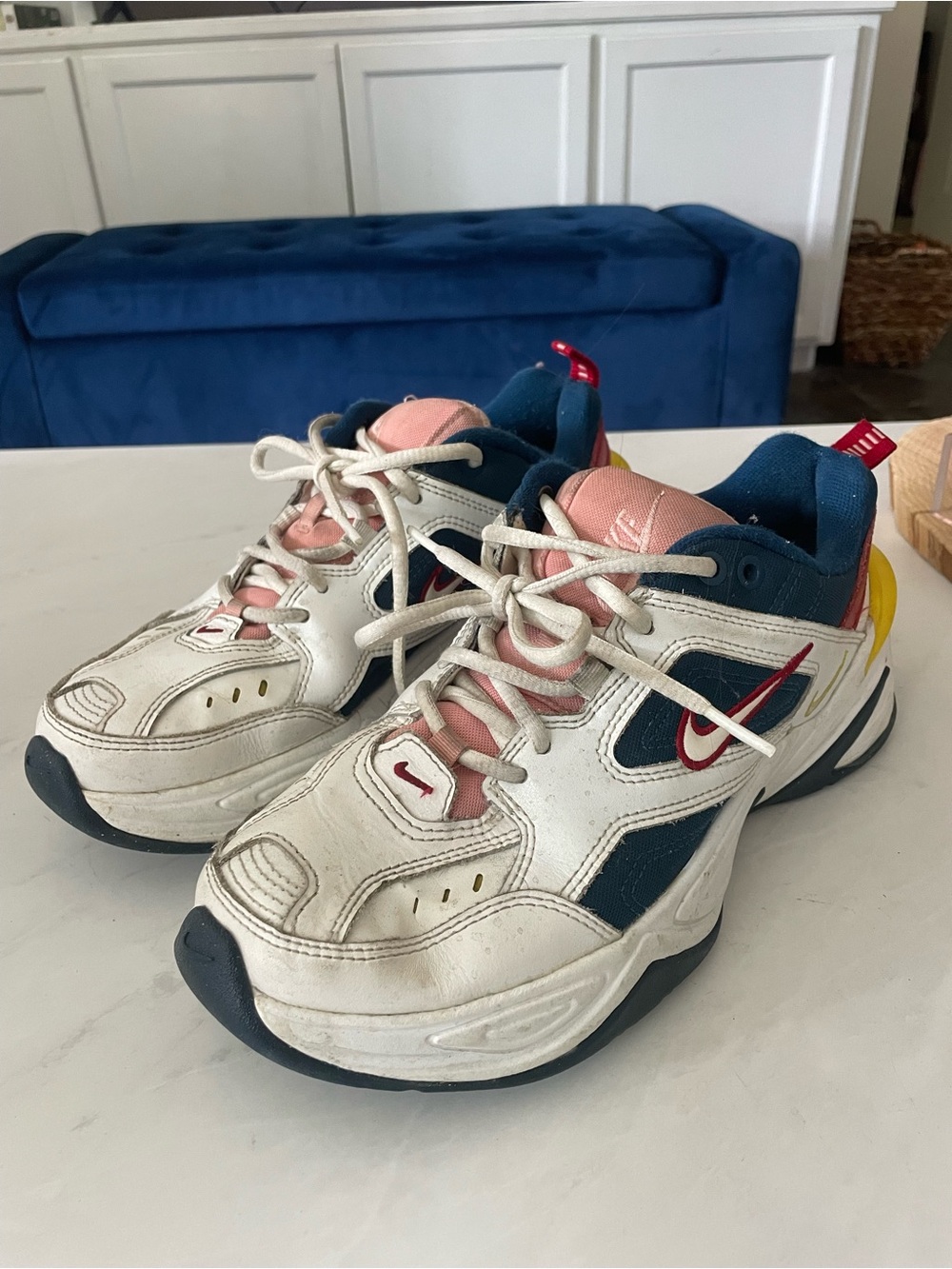 Nike White, Pink & Navy Athletic Sneakers